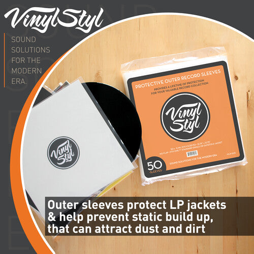 Vinyl Styl - 12 Inch Outer Record Sleeves - Open Top - 50 Count (Clear)