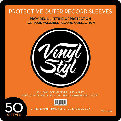 Vinyl Styl - 12 Inch Outer Record Sleeves - Open Top - 50 Count (Clear)