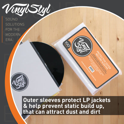 Vinyl Styl - 12 Inch Outer Record Sleeves - Open Top - 100 Count - (Clear)