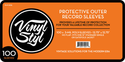 Vinyl Styl - 12 Inch Outer Record Sleeves - Open Top - 100 Count - (Clear)