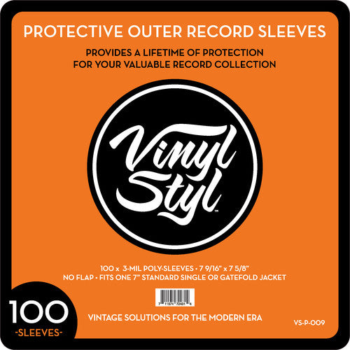 Vinyl Styl - 7 Inch Outer Record Sleeves - Open Top - 100 Count (Clear)