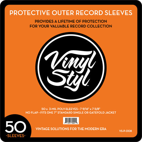Vinyl Styl - 7 Inch Outer Record Sleeves - Open Top - 50 Count (Clear)