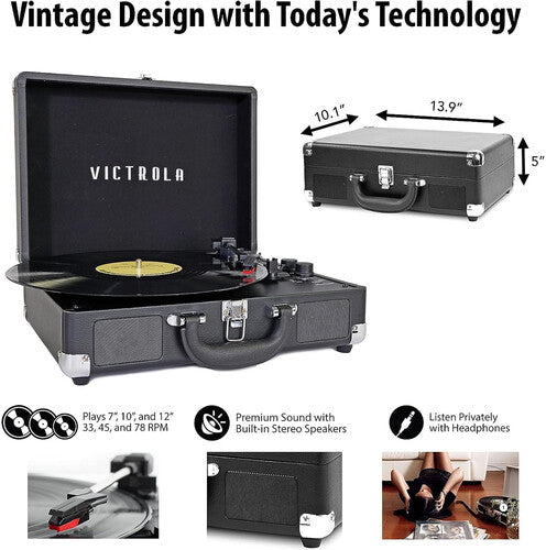 Victrola VSC-550BT-TQ Journey Bluetooth Suitcase Turntable 3 Speed (Turquoise)