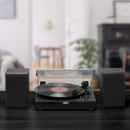 JENSEN - JTA-315 - Dual-Direction Bluetooth Belt-Drive Turntable with Speakers