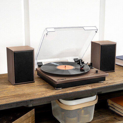 Victrola VM-135-FNT Montauk Bluetooth Turntable System with Speakers (Natural Wood)