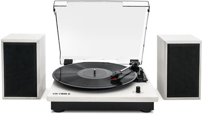 Victrola VM-135-WHT Montauk Bluetooth Turntable System with Speakers (White)