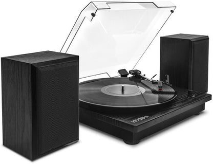 Victrola VM-135-BLK Montauk Bluetooth Turntable System with Speakers (Black)