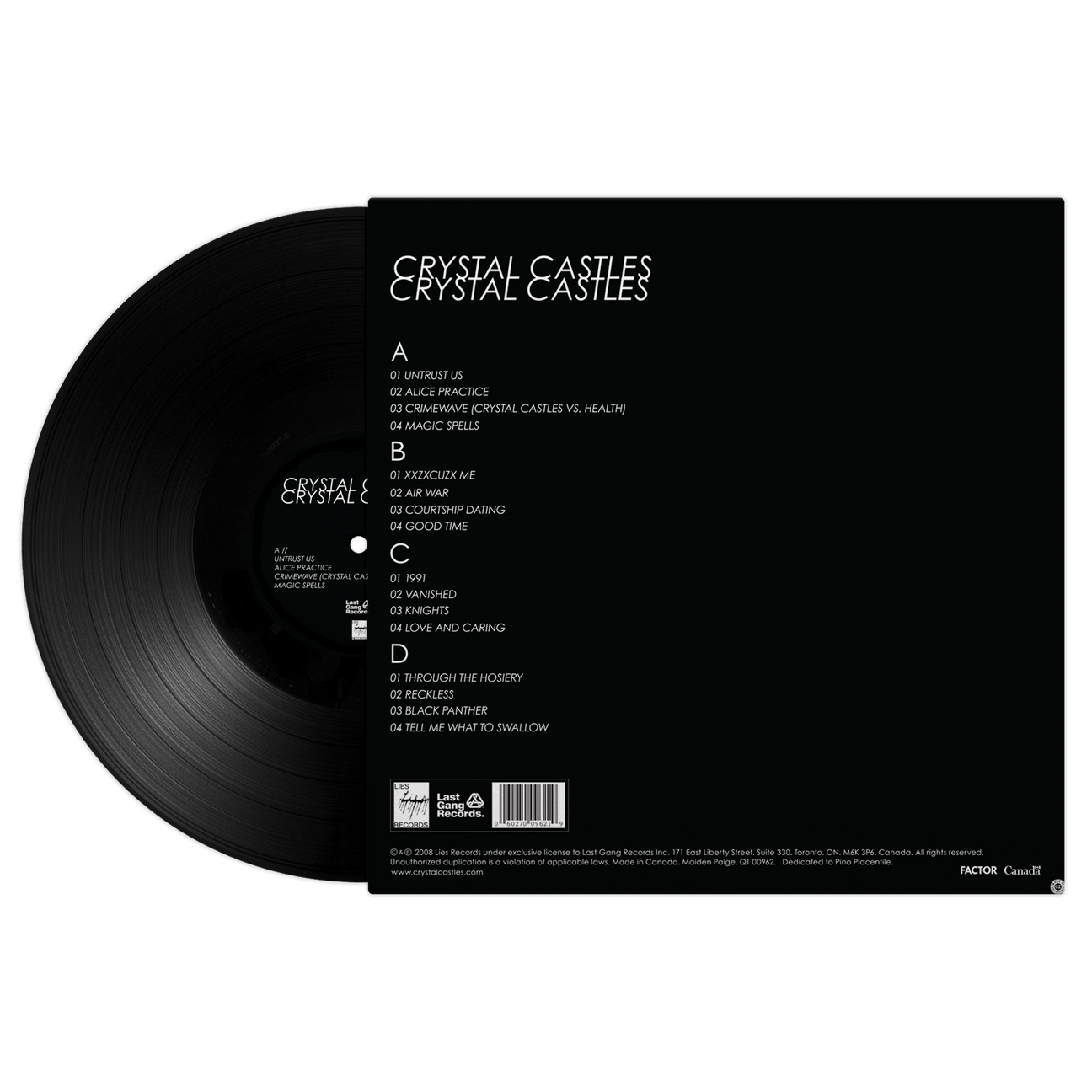Crystal Castles - Self Titled - Black Vinyl Record 2LP